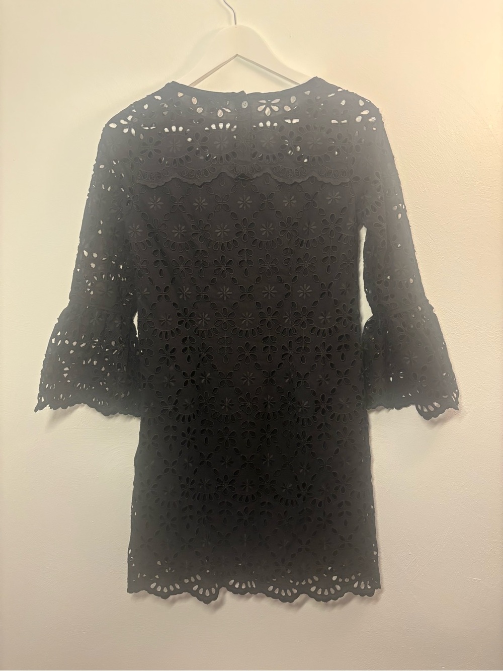 J. Crew Black Eyelet Mini Dress with Floral Cutouts - Picture 2 of 12